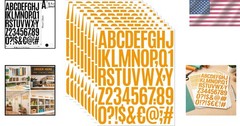 8 Sheets of Bright Orange Vinyl Letter & Number Stickers for Creative Projects