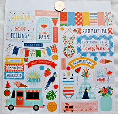 2 sheets SUMMERTIME stickers swimsuit ice cream truck flower banner tepee summer