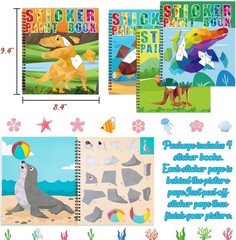90shine 4PCS Sticker Books for Kids Ages 4-8 Includes Underwater Pet Dinosaur…