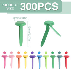 300 PCS Brass Paper Fasteners, round Metal Paper Fasteners Mini Brads for DIY