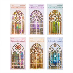 Vintage Stained Glass Window PET Stickers Junk Journals Scrapbooking DIY Crafts