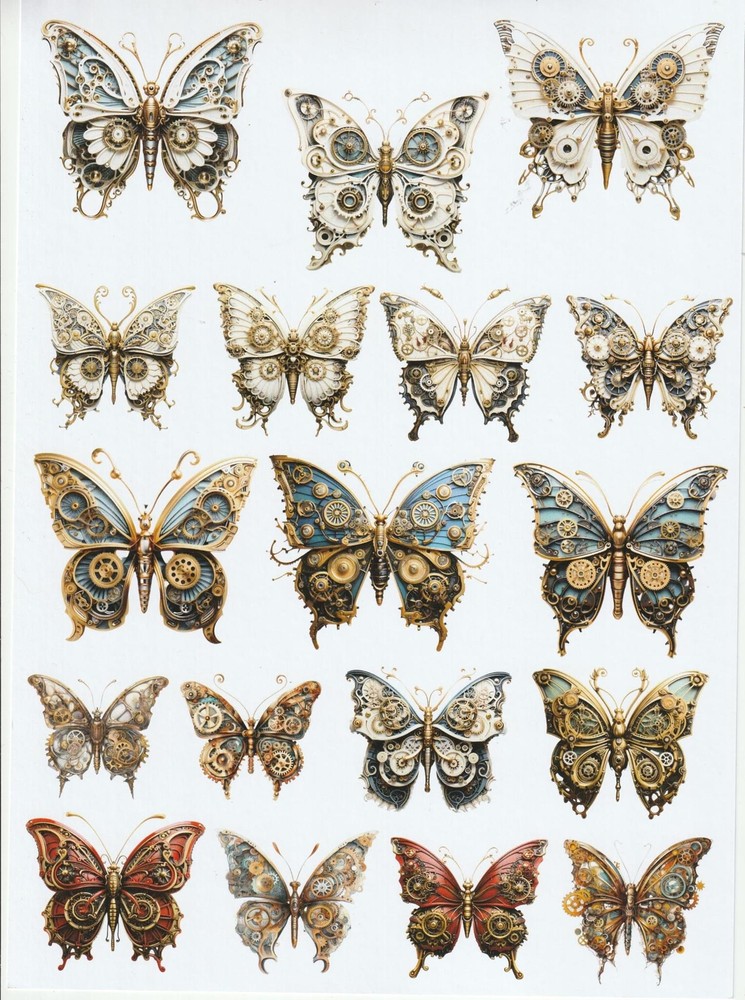 Steampunk Graffiti Butterfly Cut Aparts 8.5×11 Cardstock Paper – 2 Sheets