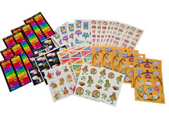 Vtg Teacher Stickers 80s 90s School Reward 33 sheets Rainbow Retro Looney Tunes