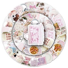 50Pcs Bowknot INS Stickers – Pink White Girly Aesthetic Decor for Journal – Wate
