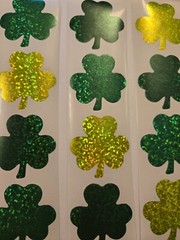 16 Sparkle Shamrock Stickers/St Patrick’s Day Stickers/St Patrick’s Day Favors