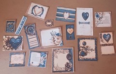 Lot #10 Blue Dark Heart Shabby journal DIE CUTS Ephemera Tags Collage Scrapbook