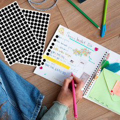 1500PCS Colored Dot Stickers 1/2″ round Color Code Sticker Black Small Circle La