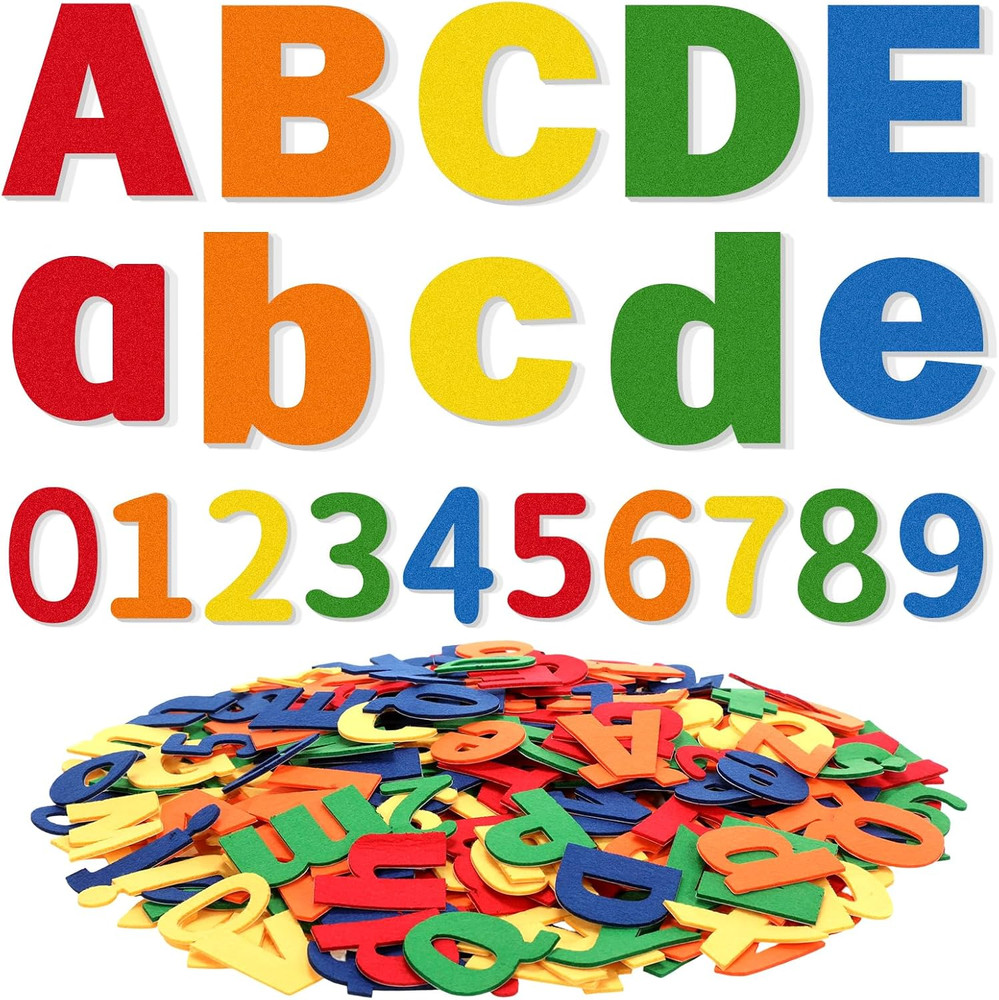 310 Pieces Felt Letter Stickers with Numbers for Bulletin Board Classroom (Rainb