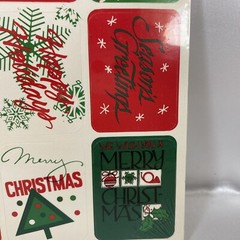 Vintage Christmas Stickers Red Green Snowflakes Tree Ho Ho Ho Noel Jingle Bells