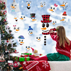 29-Piece Snowman Face Sticker Set for Christmas Crafts and Decorations