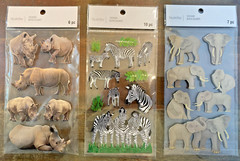3 Packs SAFARI ANIMAL STICKERS ~ 23pc – NEW Dbl Layer Stickers -Scrapbooking