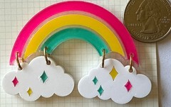 RAINBOW & CLOUD Acrylic Stickers(1pc) Sticko•Colorful *Sky*Raining*Card Making*