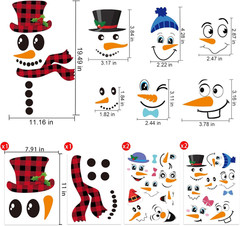 29-Piece Snowman Face Sticker Set for Christmas Crafts and Decorations