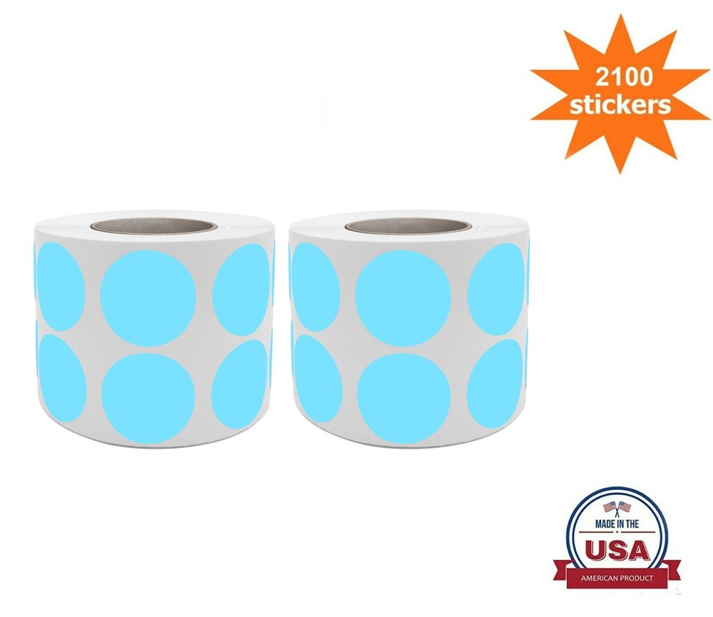 Colored Dot Stickers 3/4 » Round Light Blue Labels (19MM) 2100 Labels on Rolls