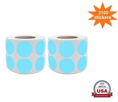 Colored Dot Stickers 3/4 » Round Light Blue Labels (19MM) 2100 Labels on Rolls