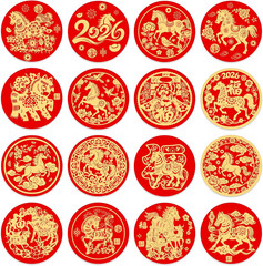 160PCS Lunar New Year Stickers – 2026 Chinese New Year of the Horse Sticker for