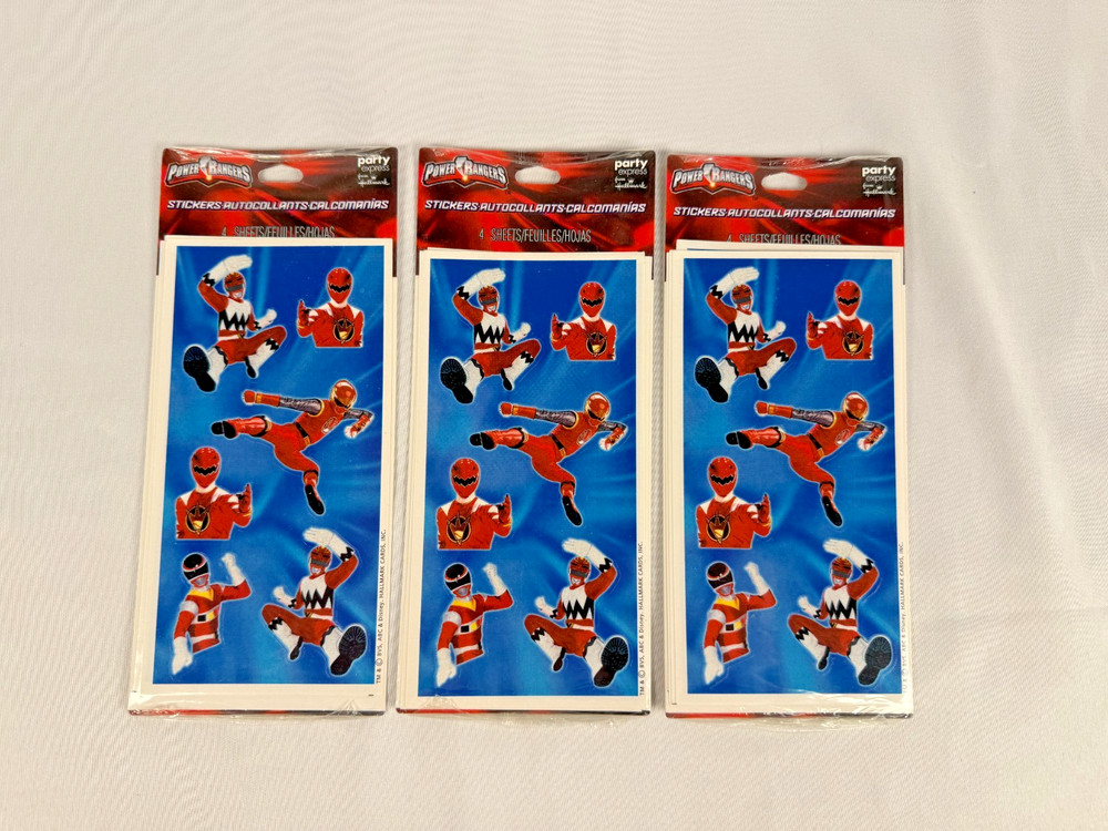 Power Rangers Red Ranger Stickers Set of 3 – Hallmark Party Express – New/Sealed
