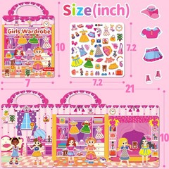 3 Reusable Jelly Sticker Books for Toddlers 3-6, Travel Activity Girls Toys