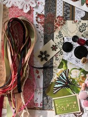 WINGS OF FANCY Junk Journal Supplies—HUGE VARIETY Paper Buttons Beads Ribbons