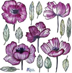 Violette Stickers Pretty Purple Poppy Flowers Crafts Planner Supply Scrapbook
