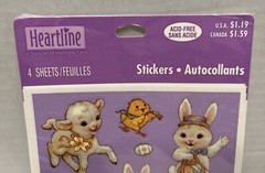VTG Heartline Hallmark Easter Stickers 4 Sheets Bunnies Lamb Duck Chick Goose
