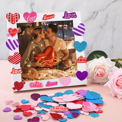300 Pcs Valentine’s Day Heart Foam Stickers Glitter Self-Adhesive Colorful Mixed