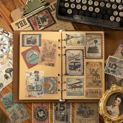 60pcs Vintage Postage Stamp Stickers, Aesthetic Modern Deco Paper Sticker for…