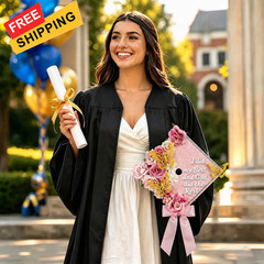 YIXAXKAO DIY Graduation Cap Decorations Kit 9 x 9 inches, Light pink