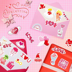 720 PCS Valentines Stickers,48 Sheets Love Heart Stickers Valentines Day Party F