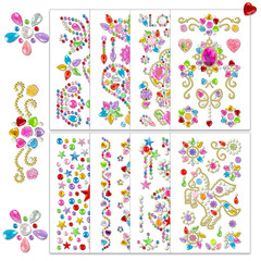 210Pcs+ Cute Reusable Stickers for Kids, Fun Glitter Gem Heart Art Stickers Bulk