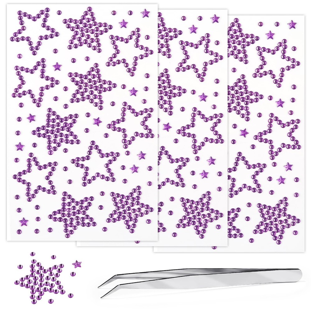 SeBneny Star Purple Face Gems 3 Sheets
