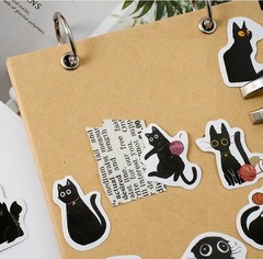 45pcs Kawaii Cute Black Cats Stickers Pack, Cute Stickers, Kawaii Stickers