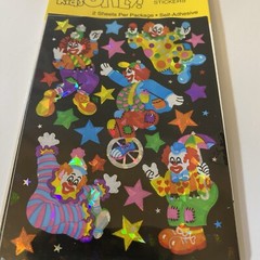 Vintage Sangamon Sandylion Prismatic Clown Stickers – 2 Sheets