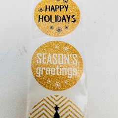 GOLD & BLACK SNOWFLAKE CHRISTMAS ENVELOPE LABELS STICKERS 1.5″ ROUND 1000 Pack