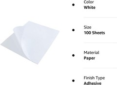 Versatile 8.5×11 Full Sheet Matte Sticker Paper – 100 Labels for Crafting