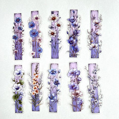 Purple Country Flower Stickers Junk Journal Collage Scrapbooking