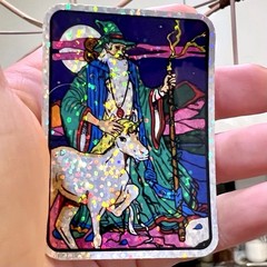 Retro Unicorn Prism Wizard Sticker Holographic 1980s Vintage REPRODUCTION Decal