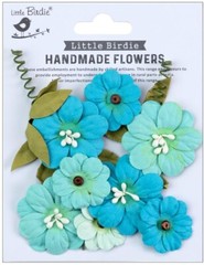 Fiorella Paper Flowers – Arctic Ice, 12/pkg, scrapbook -Little Birdie CR91303