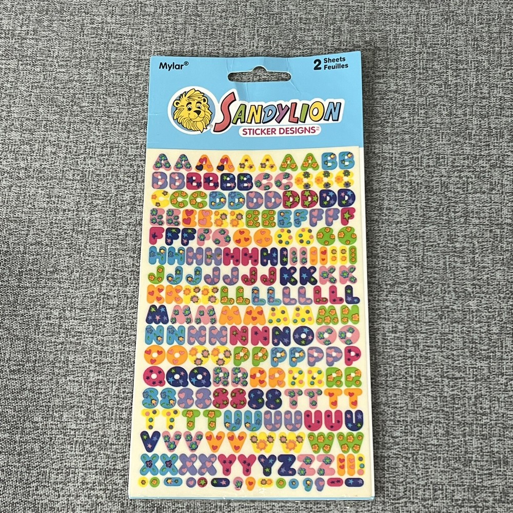 Sandylion Stickers Alphabet Letters Sticker Designs 2 Sheets Mylar Acid Free