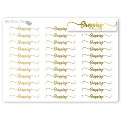 Shopping Script Planner Stickers / 30 Gold Foiled Text Headers (1.5”) /  H…