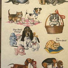 Vintage Scholastic Puppies Kittens Sticker Sheet