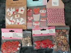 Arts Crafts Lot Romantic Hearts Valentine’s Love Embellishments,Buttons,Stickers