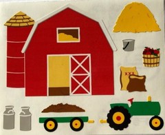 BARNYARD Sticker(9pc)Mrs.Grossman’s •Tractor•Hay•Fruit•Milk•Trailer •Feed•Animal