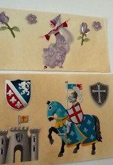 Vintage RENAISSANCE PRINCESS MEDIEVAL KNIGHT HORSE CASTLE LION SHIELD ARM0R FLAG