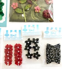 Fabric Flowers Bows Embellishment Sticker LOT Jolees Offray Petaloo