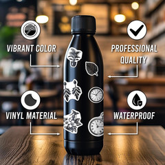 108Pcs Vintage Black and White Stickers, Aesthetic Retro Waterproof Vinyl
