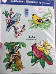 Decorcal Handpainted Bird Hummingbird Decals Lot 2 Vintage 1980s 90s Multi Color