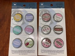 2 SETS 12 Pieces LI’L DAVIS DESIGNS BOTTLE CAPS PASTEL SCRAPBOOK EMBELLISHMENTS
