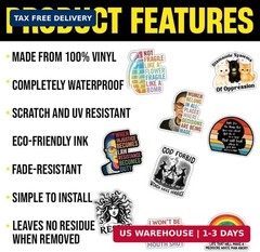 [9pcs 3»] Strong Women Affimation Feminist Sticker, Women Quote Stickers, RBG Q