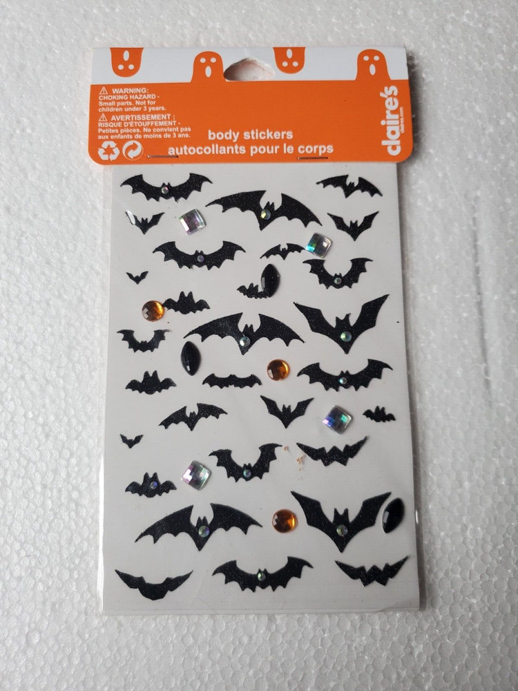 Claire’s Halloween Face Gem Stones Adhesive Stickers, Bat Face Costume Accessor